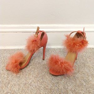 Fun Peach Feathered Heels